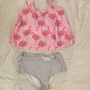 Beachsissi Pink Flamingo tankini swim set